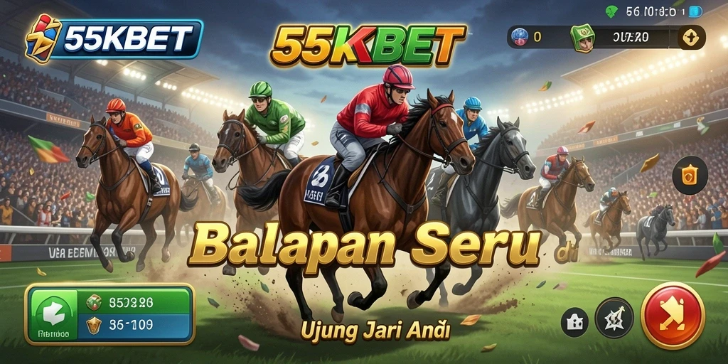 Screenshot gameplay <strong>55KBET</strong> menampilkan aksi balapan yang mendebarkan.