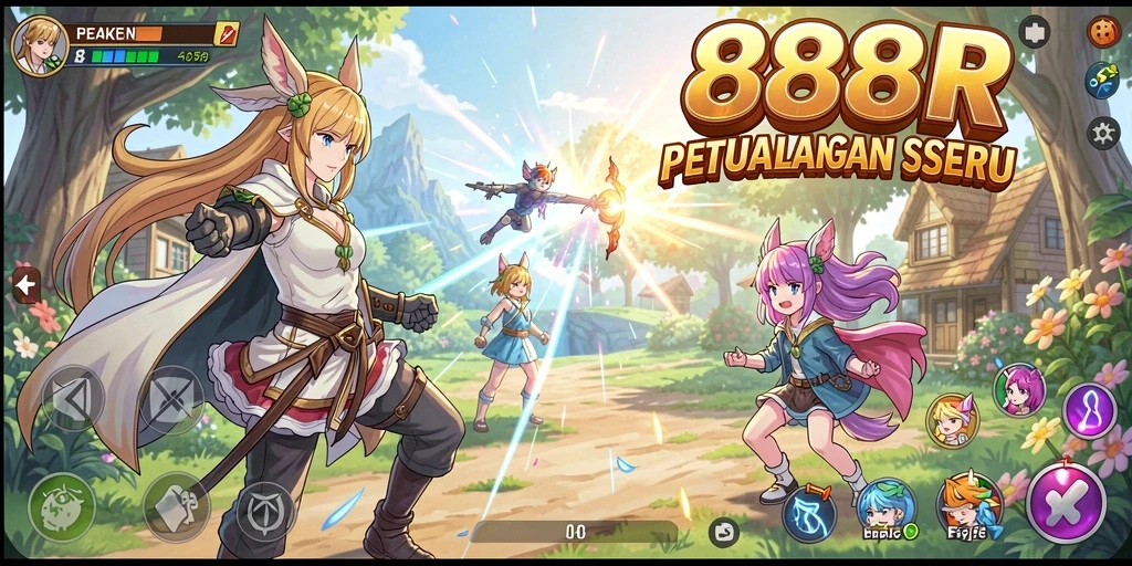 Screenshot gameplay 888R dengan karakter Anime beraksi.