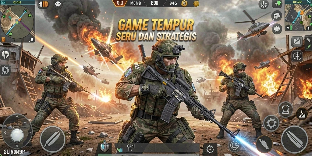 Screenshot gameplay 8ID yang menampilkan aksi tembak-menembak yang intens.