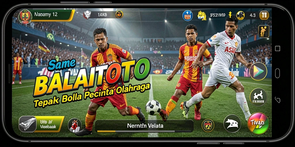 Tangkapan layar BALAITOTO yang menunjukkan aksi seru di lapangan sepak bola.