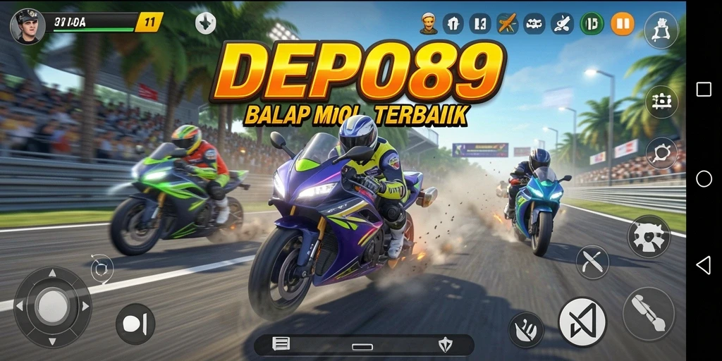 Gameplay mendebarkan dalam balap motor yang seru.