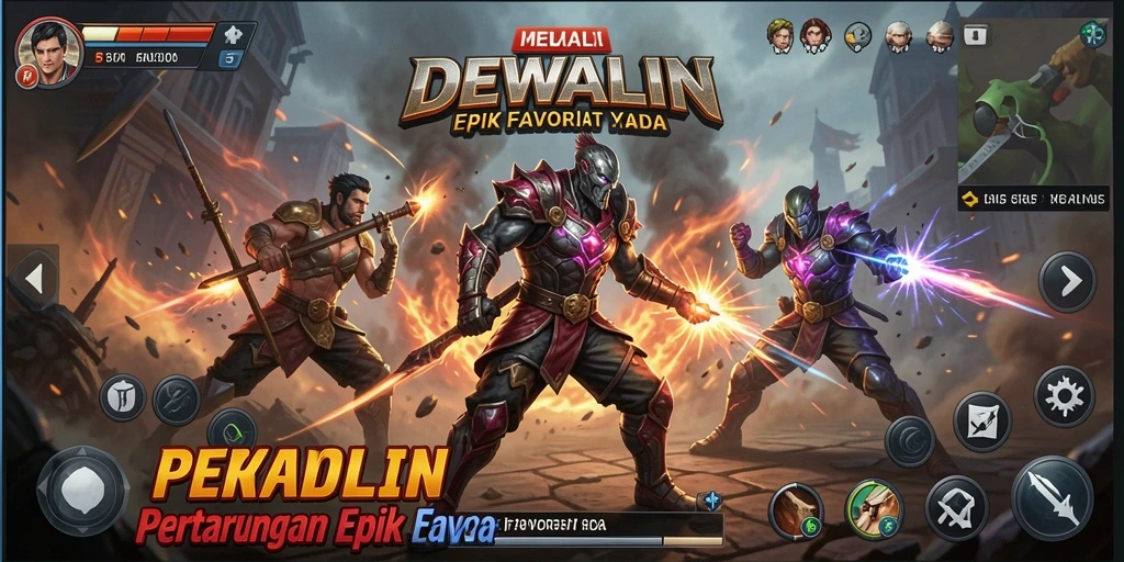 Tampilan gameplay DEWALIN dengan pertarungan yang intens dan karakter yang dinamis.