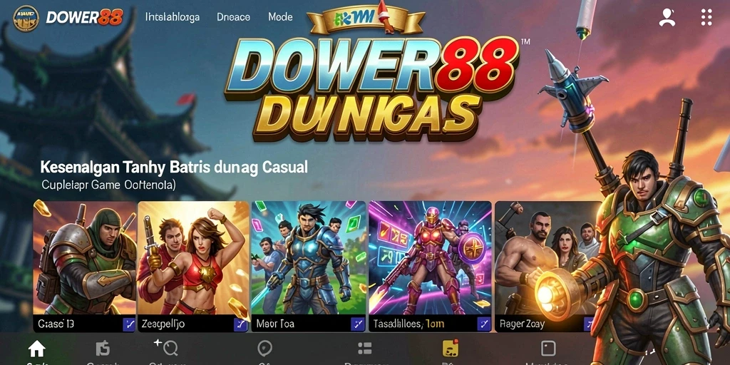 Tangkapan layar DOWER88 menunjukkan gameplay yang ceria dan penuh warna.