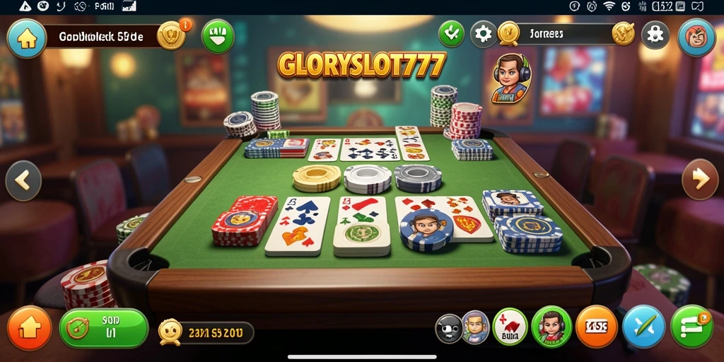 Screenshot GLORYSLOT777 menampilkan gameplay Gaple yang seru dan menarik.