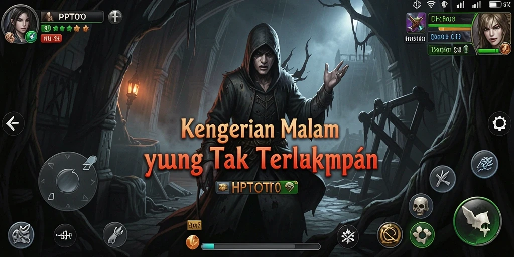 Screenshot gameplay menampilkan suasana mencekam dari HPTOTO.