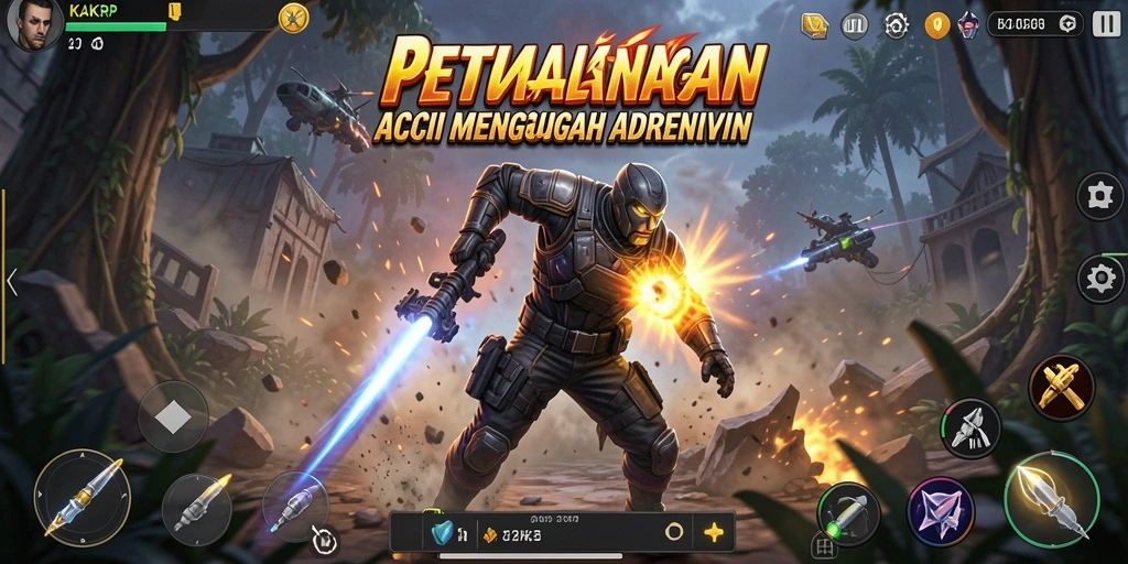 Tampilan gameplay seru KAKRP saat karakter bertarung melawan musuh.