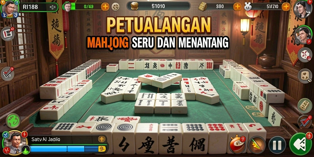 Tampilan utama gameplay RI188 menampilkan aksi Mahjong yang seru.