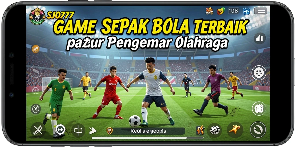 Screenshot gameplay SJO777 menampilkan aksi seru di lapangan sepak bola.