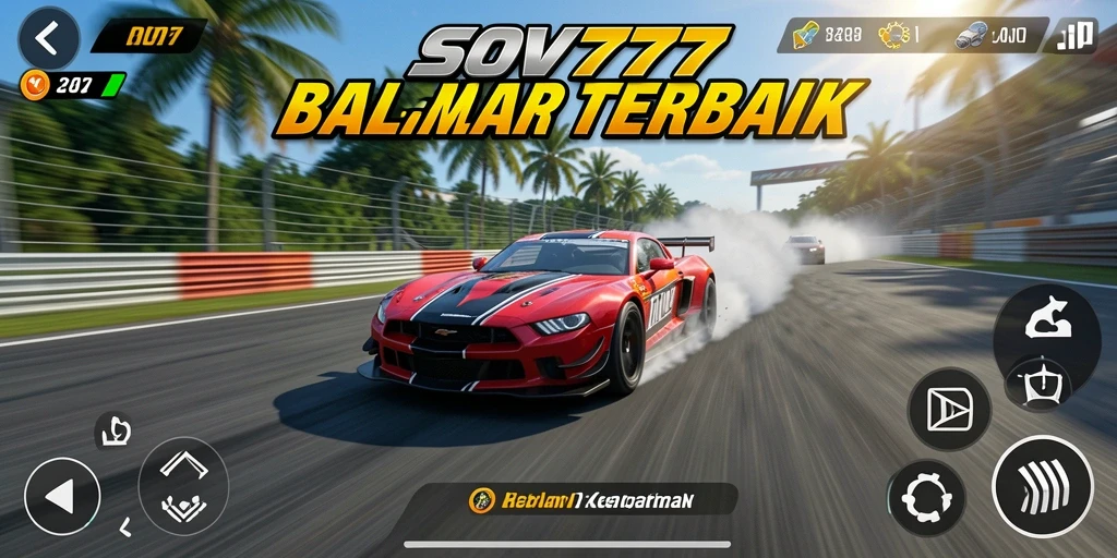 Screenshot SOV777 menunjukkan aksi balap penuh kecepatan dan ketegangan.