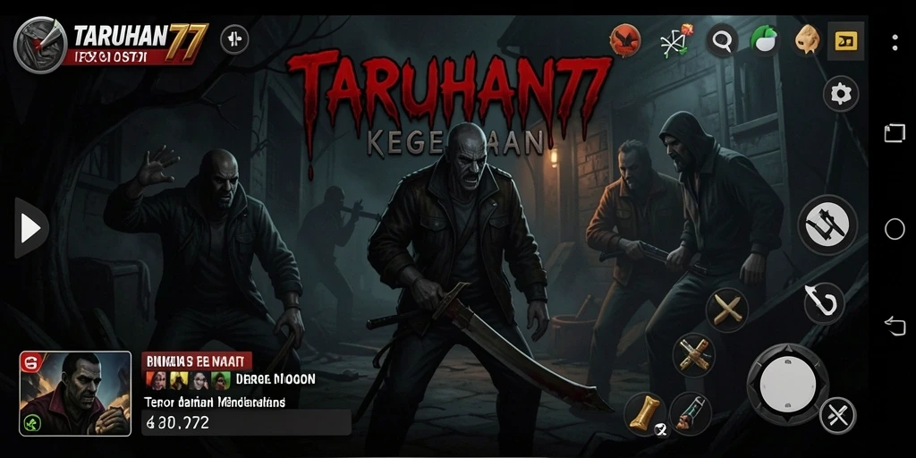 Tampilan gameplay mencekam dari TARUHAN77 dengan atmosfer horror.
